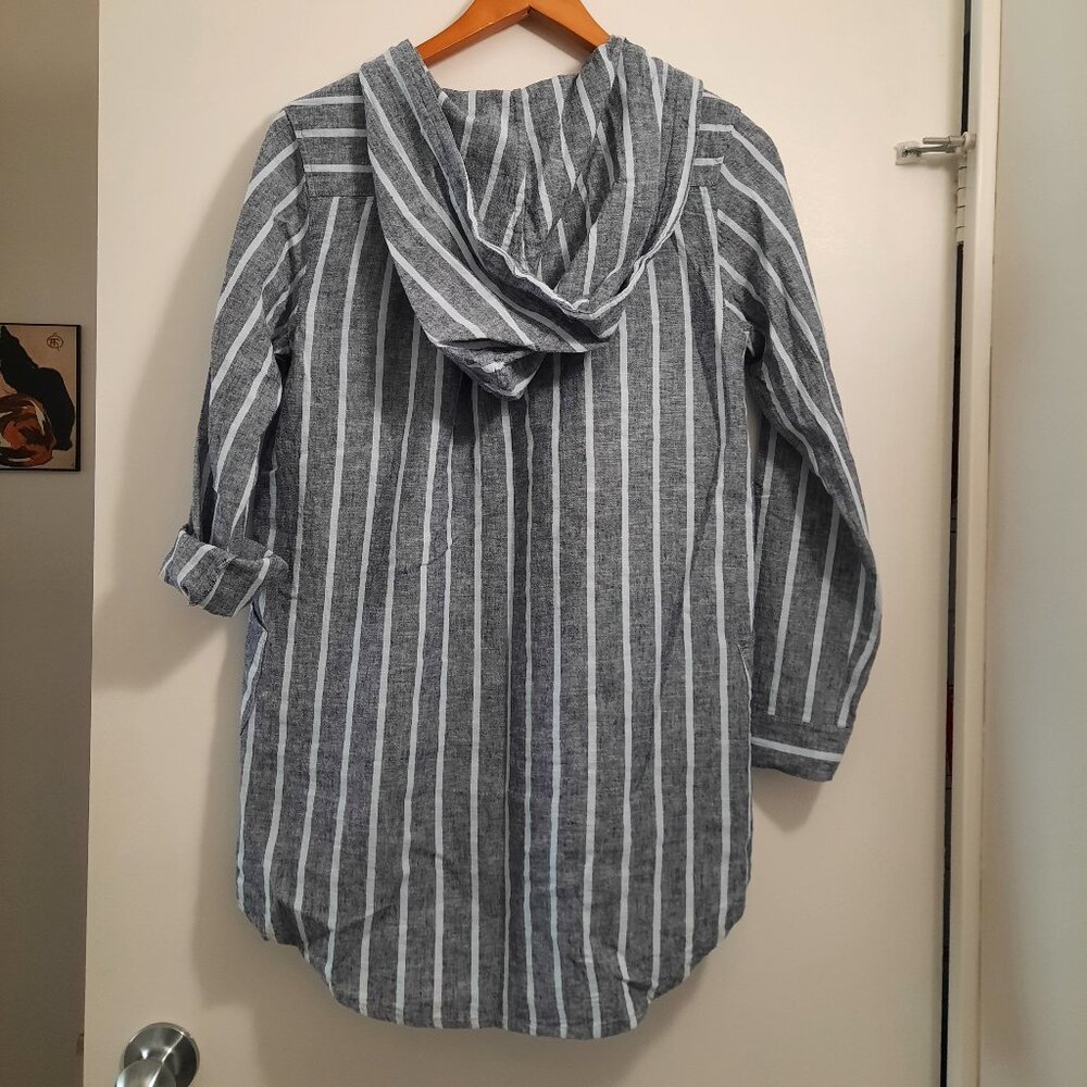 Forcynthia Beachwear Blue Linen Coverup Shirt, Size S - Picture 2 of 3